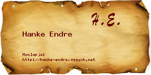 Hanke Endre névjegykártya